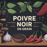 Illustration vectorielle de poivre noir en grain, moulin à poivre et arômes