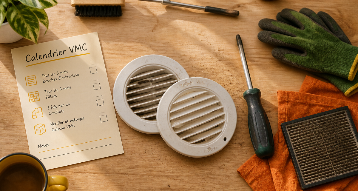 maintenance vmc outils et filtres sur plan de travail