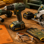 outillage portatif sur plan de travail atelier
