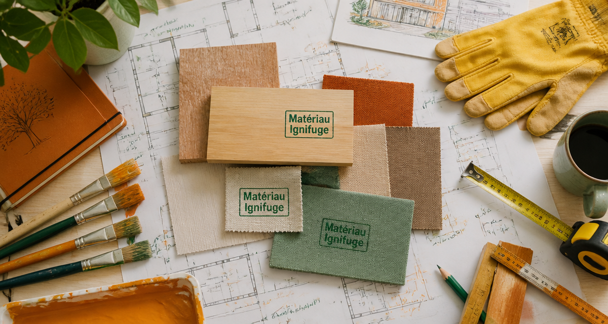 materiaux ignifuge sur bureau architecte