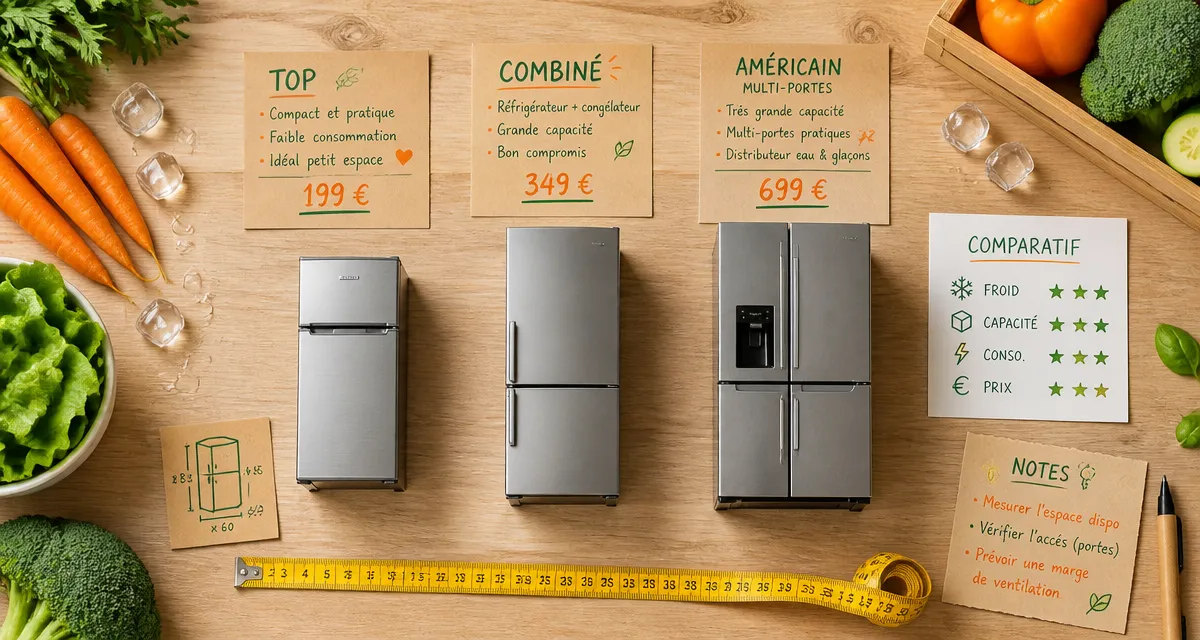 prix d un frigo congelateur trois modèles avec prix et accessoires