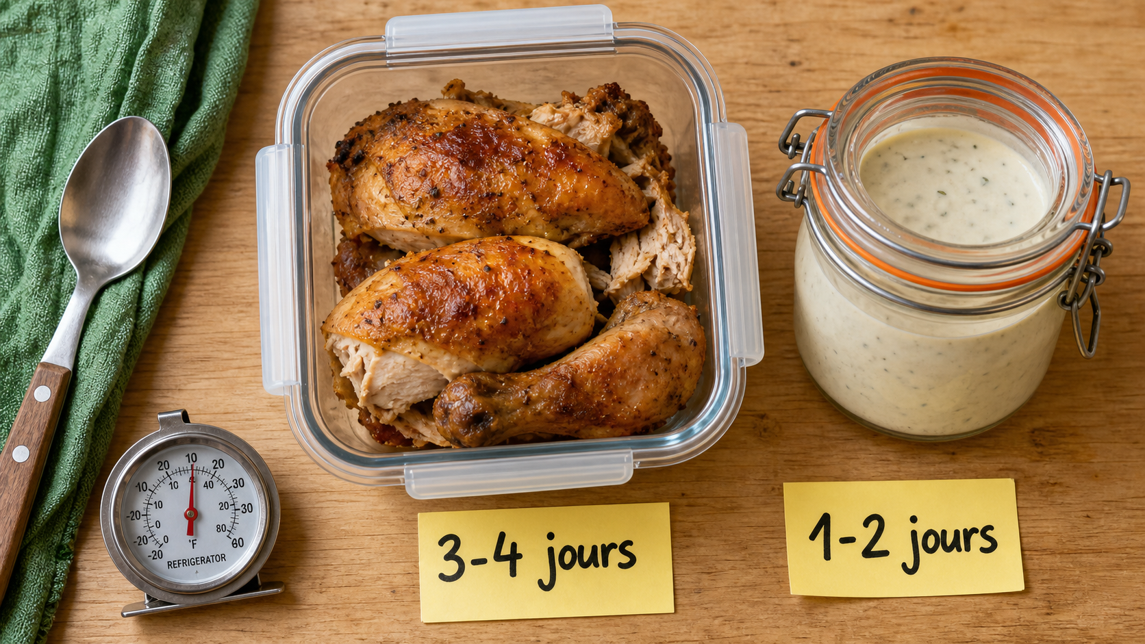 Poulet cuit au frigo : 3-4 jours en boîte