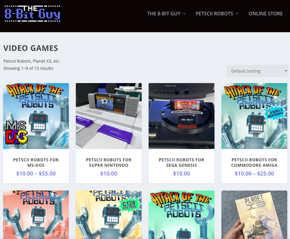 8-bit retro gaming console for NES, Sega, and Amiga with classic video game titles.