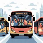 nombre de place dans un bus, visuel avec minibus, autocar et bus urbain