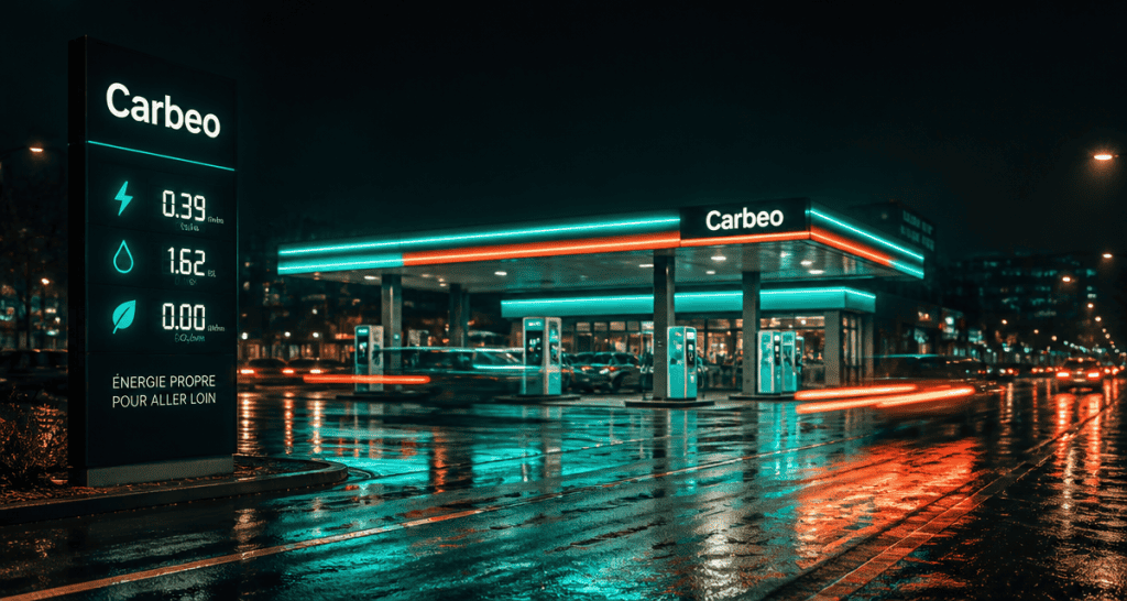 Carbeo station-service urbaine nuit