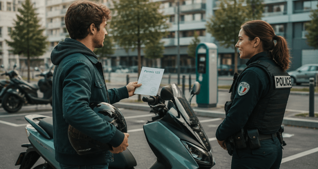 conduire sans permis 125 attestation police scooter