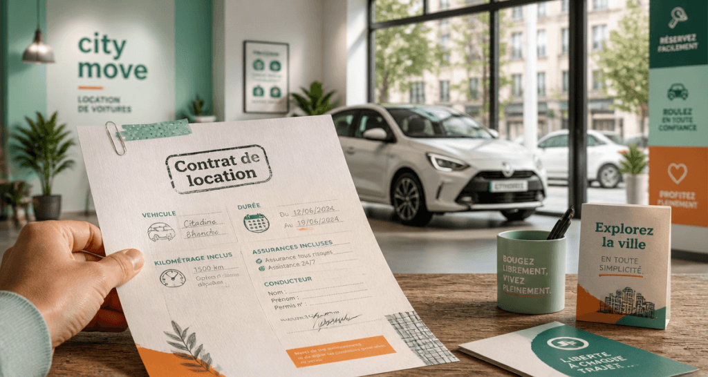 contrat de location de voiture sur comptoir agence