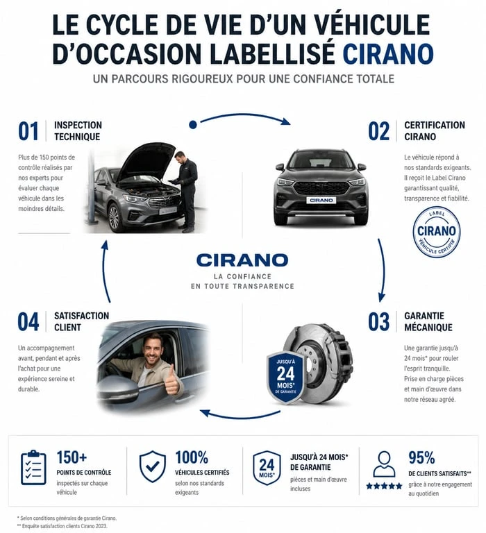 Schéma du processus de labellisation automobile Cirano pour les professionnels
