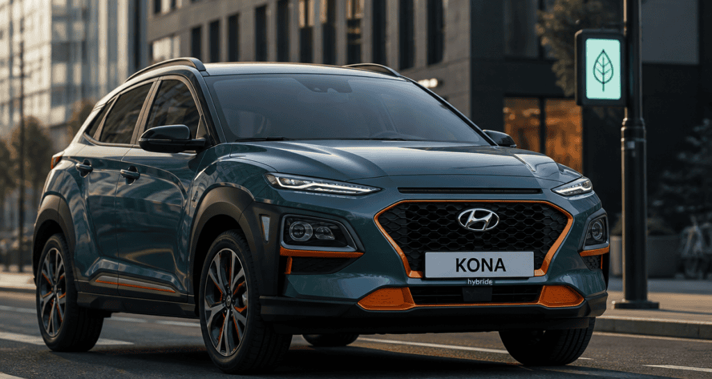 hyundai kona hybride avis trois quarts avant