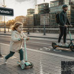 trottinette ou patinette sur trottoir et piste cyclable