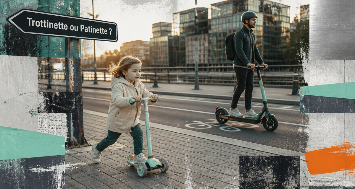 trottinette ou patinette sur trottoir et piste cyclable