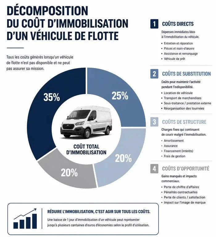 Infographie sur le coût d'immobilisation des véhicules de la flotte automobile