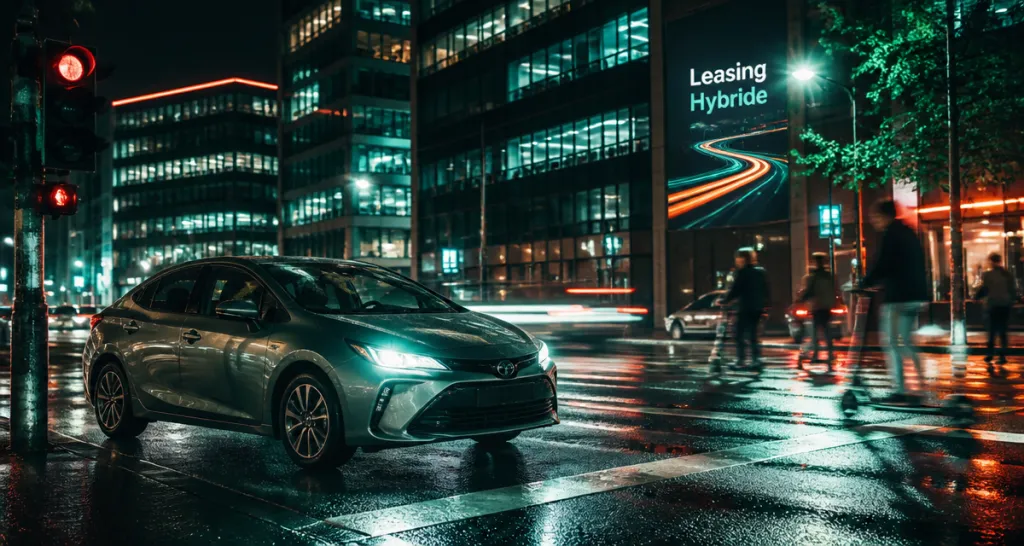 leasing voiture hybride carrefour urbain nocturne