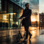trottinette adulte grandes roues sur trottoir urbain