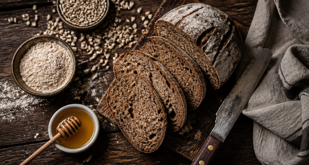 le pain de seigle est il bon pour la sante pain tranché sur table rustique