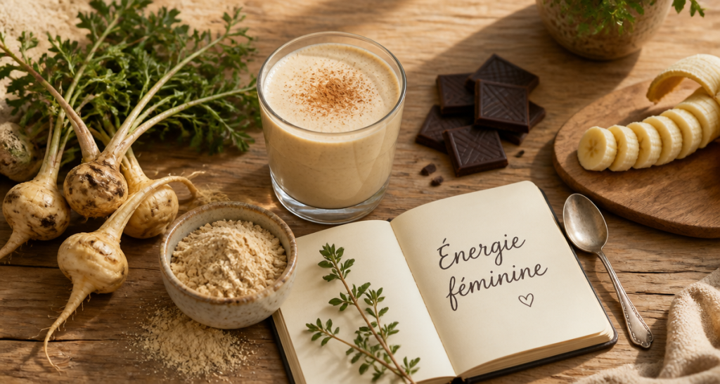 maca bienfaits femme racines poudre smoothie