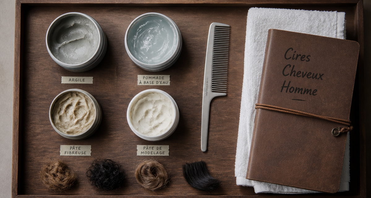 Meilleur cire cheveux homme pots textures vue dessus