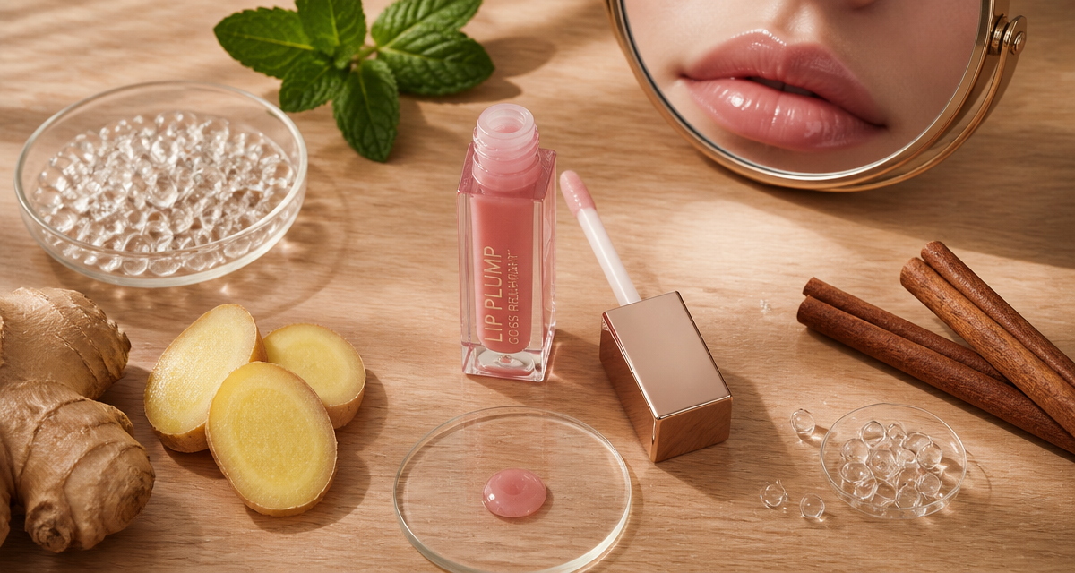 meilleur gloss repulpant flat lay ingrédients naturels