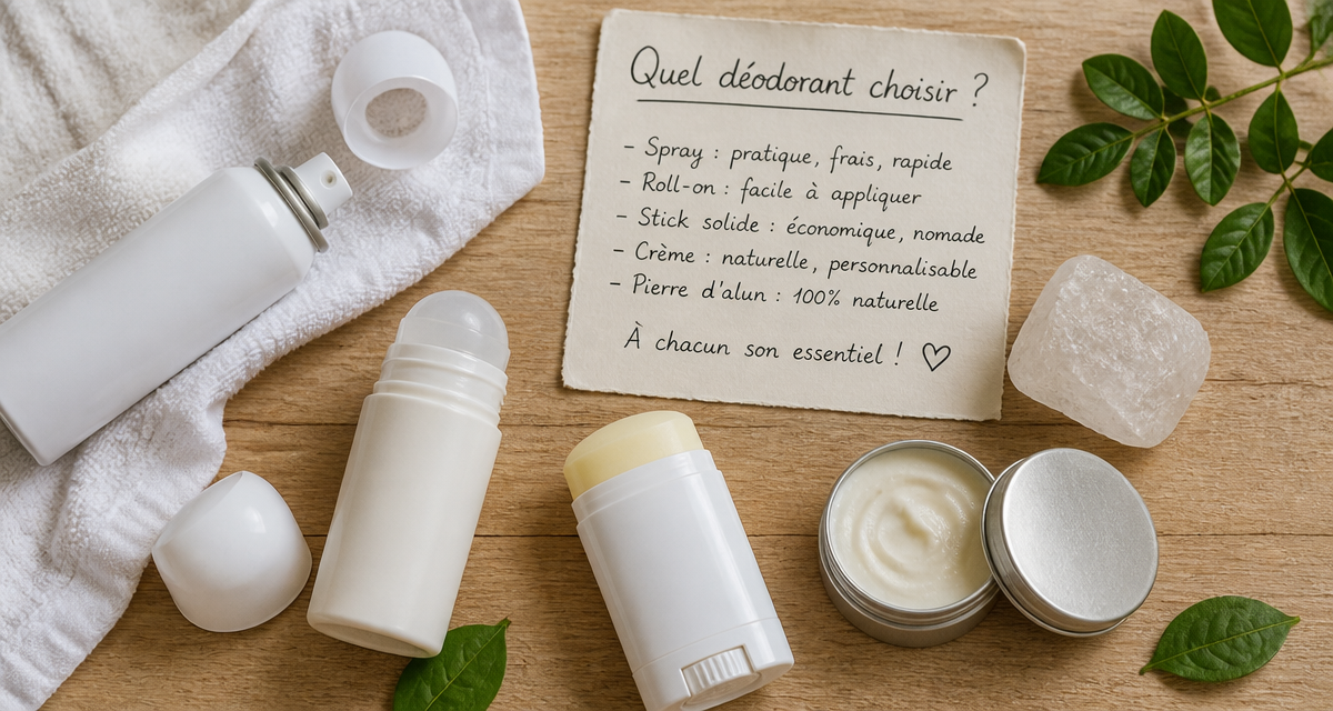 quel déodorant choisir, formats naturels sur table