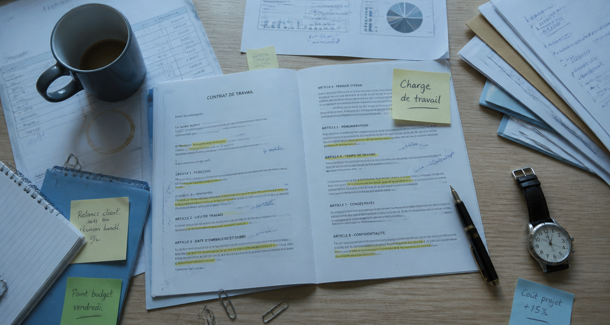 augmentation de la charge de travail sans contrepartie documents sur bureau