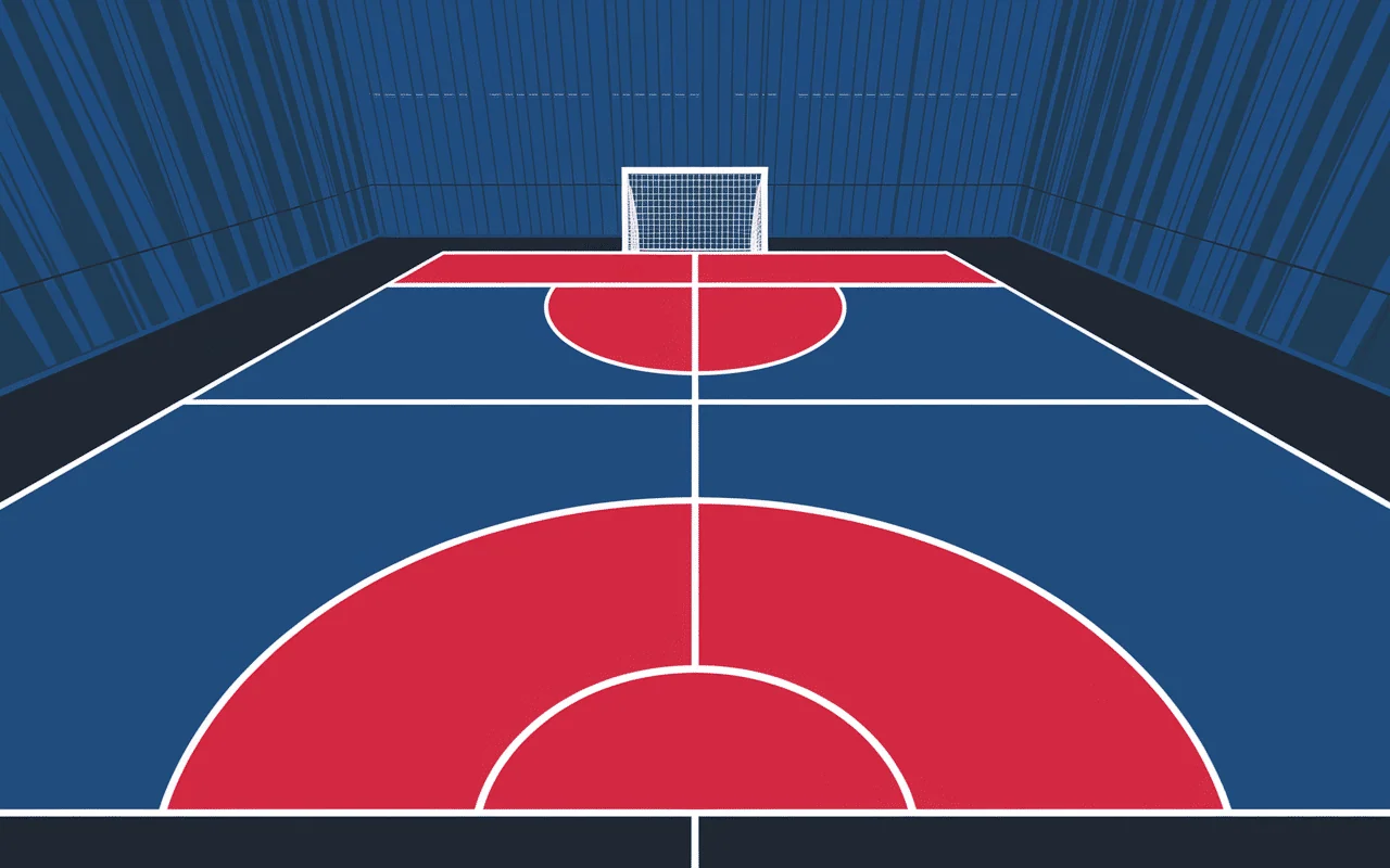 Zones et marquages réglementaires d'un terrain de handball