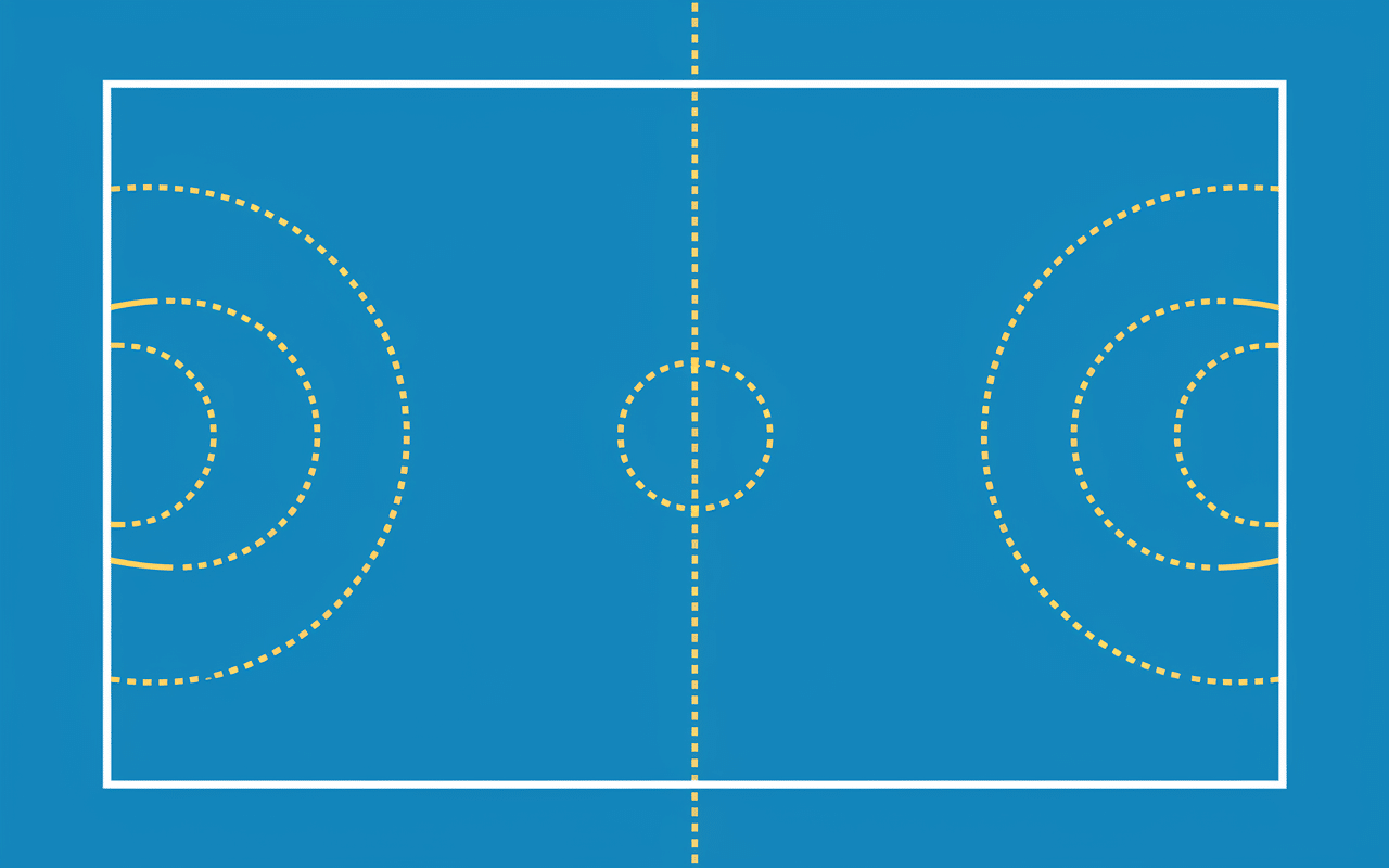 Schéma technique des dimensions officielles d'un terrain de handball