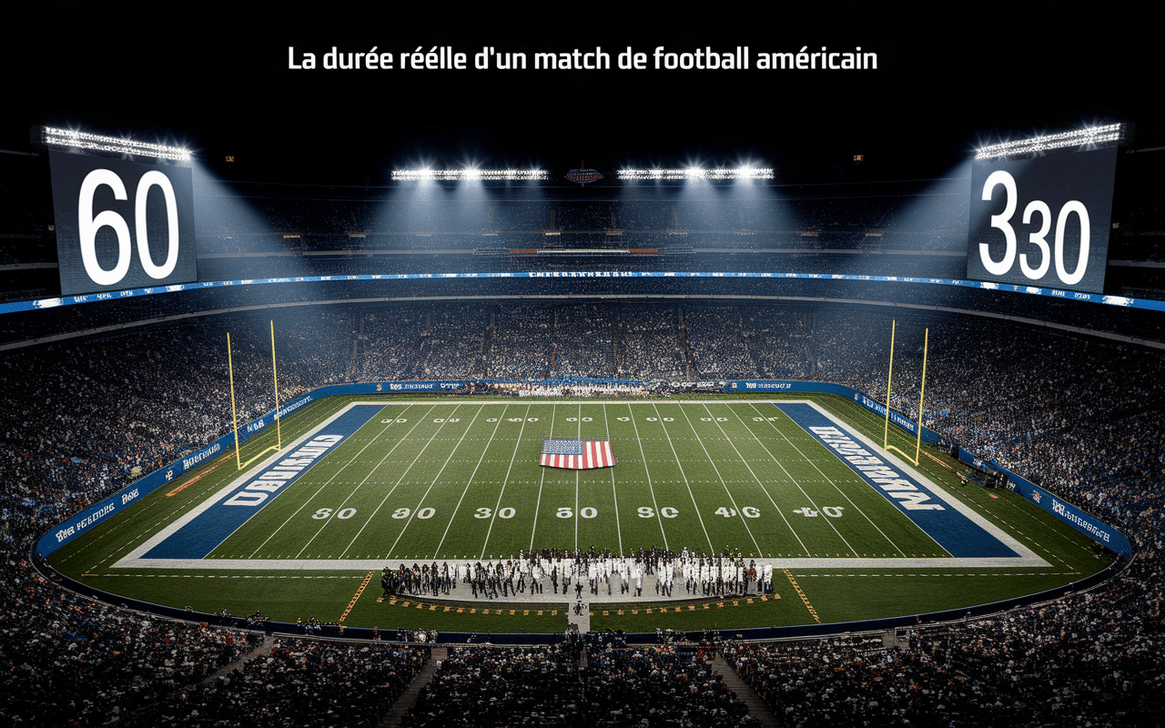 Stade de football américain avec comparaison temps de jeu