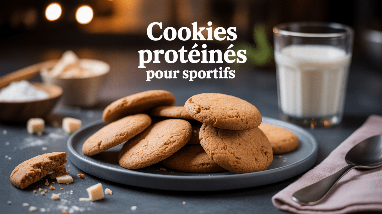 Cookies protéinés présentés avec ingrédients