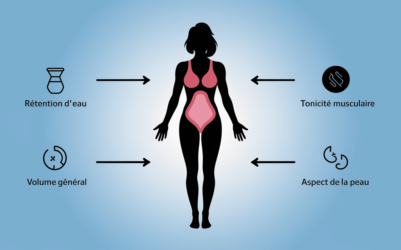 Infographie silhouette féminine zones fessiers minceur