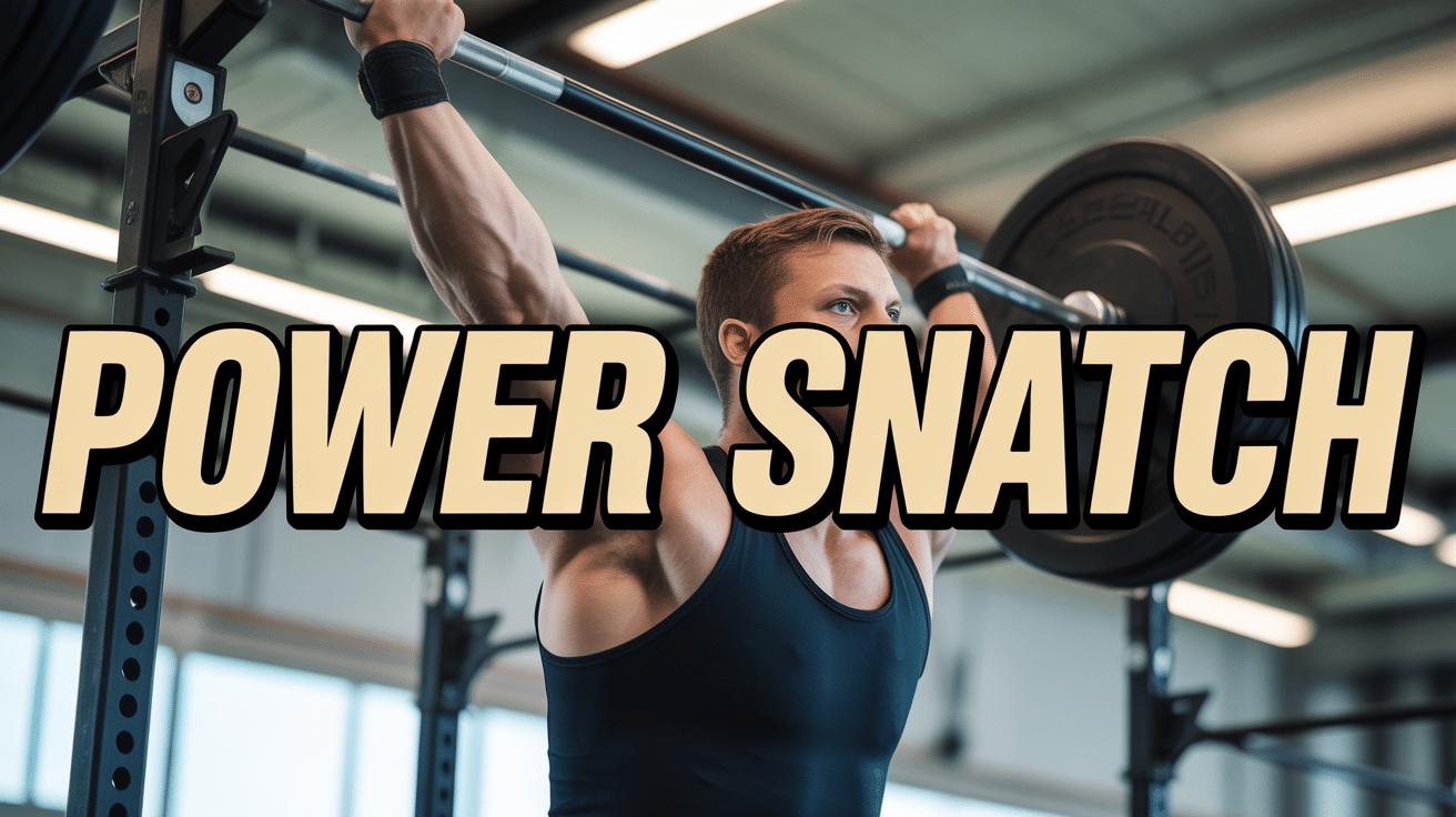 Athlète réalisant power snatchs avec barre au-dessus de la tête