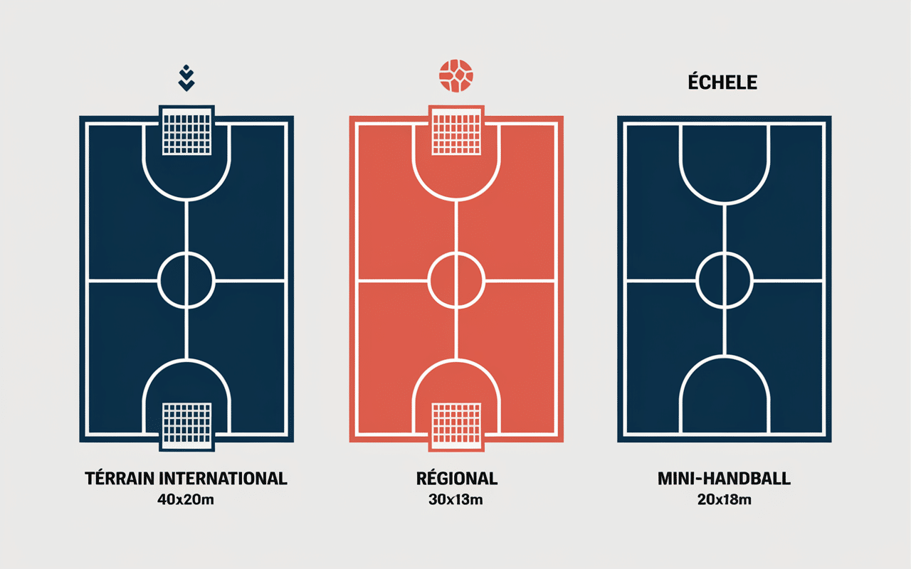 Variantes dimensions terrain handball par niveau