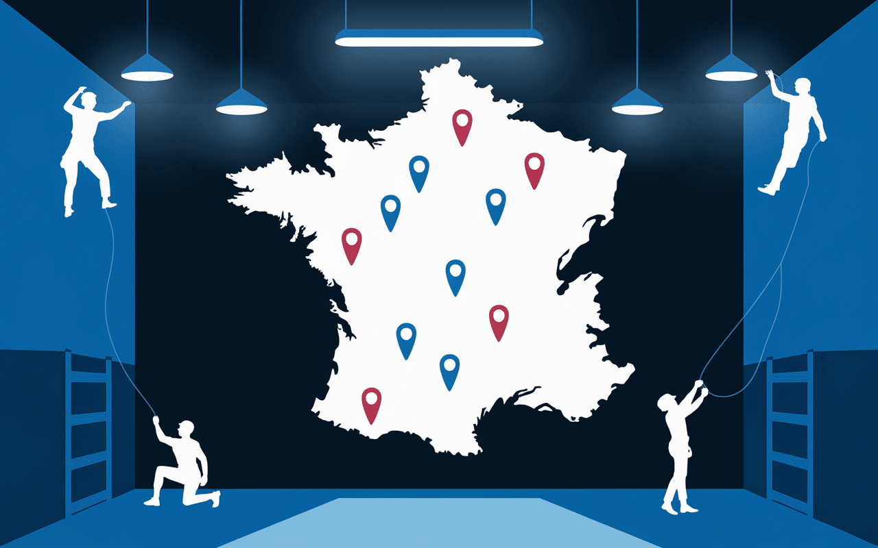 carte france reseau salles escalade climb up points lumineux