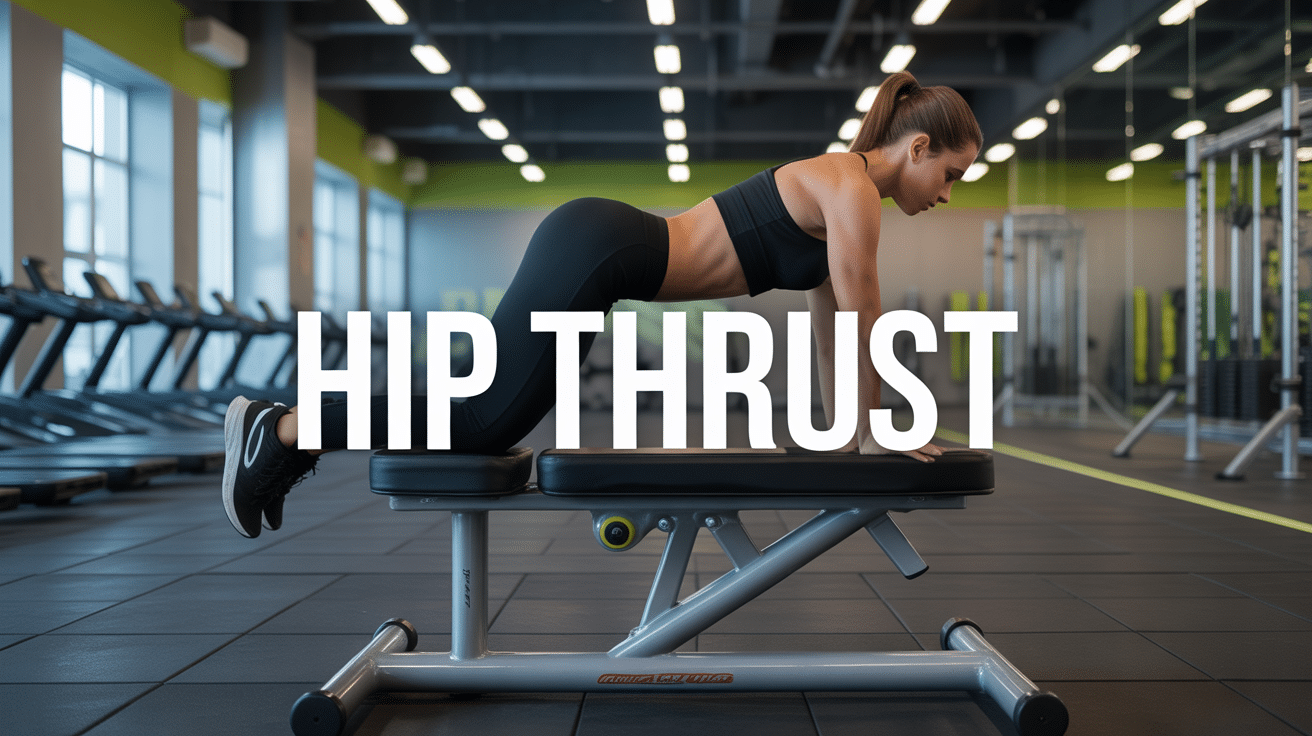 Silhouette femme position hip thrust sur banc salle fitness