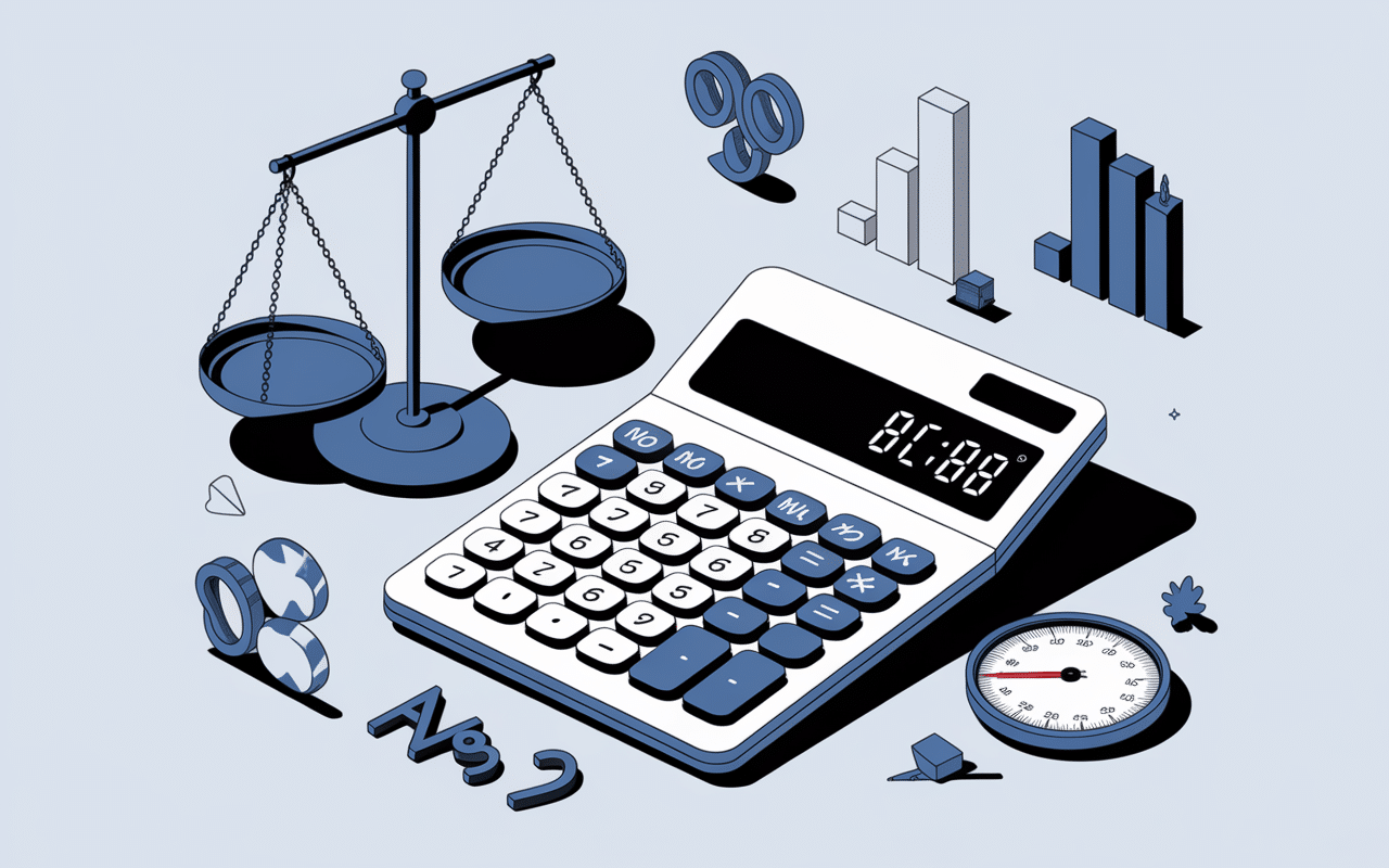 scene calculatrice chiffres balance mètre ruban calcul metabolisme de base