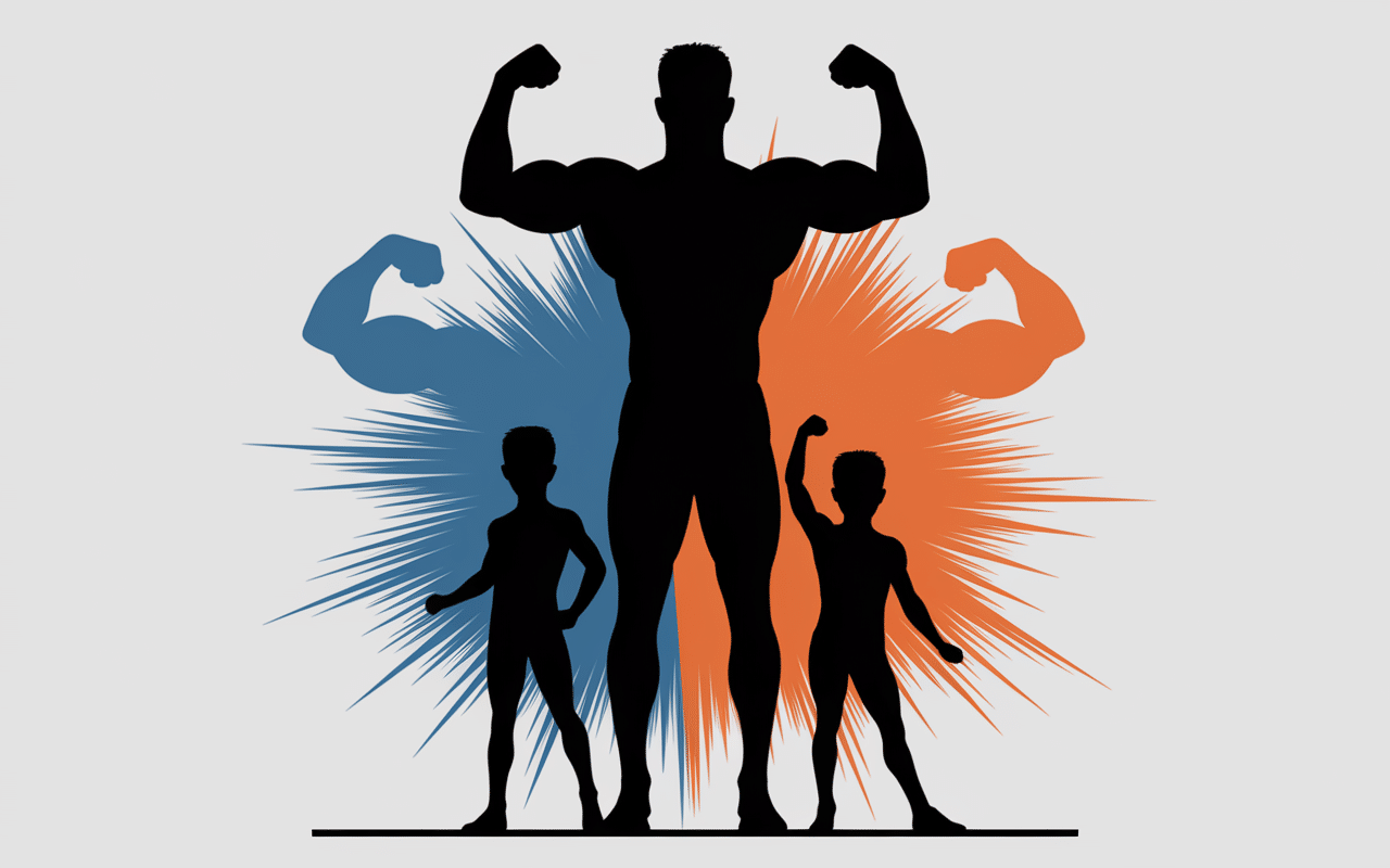 Silhouette athlète avec œufs symbolisant muscles