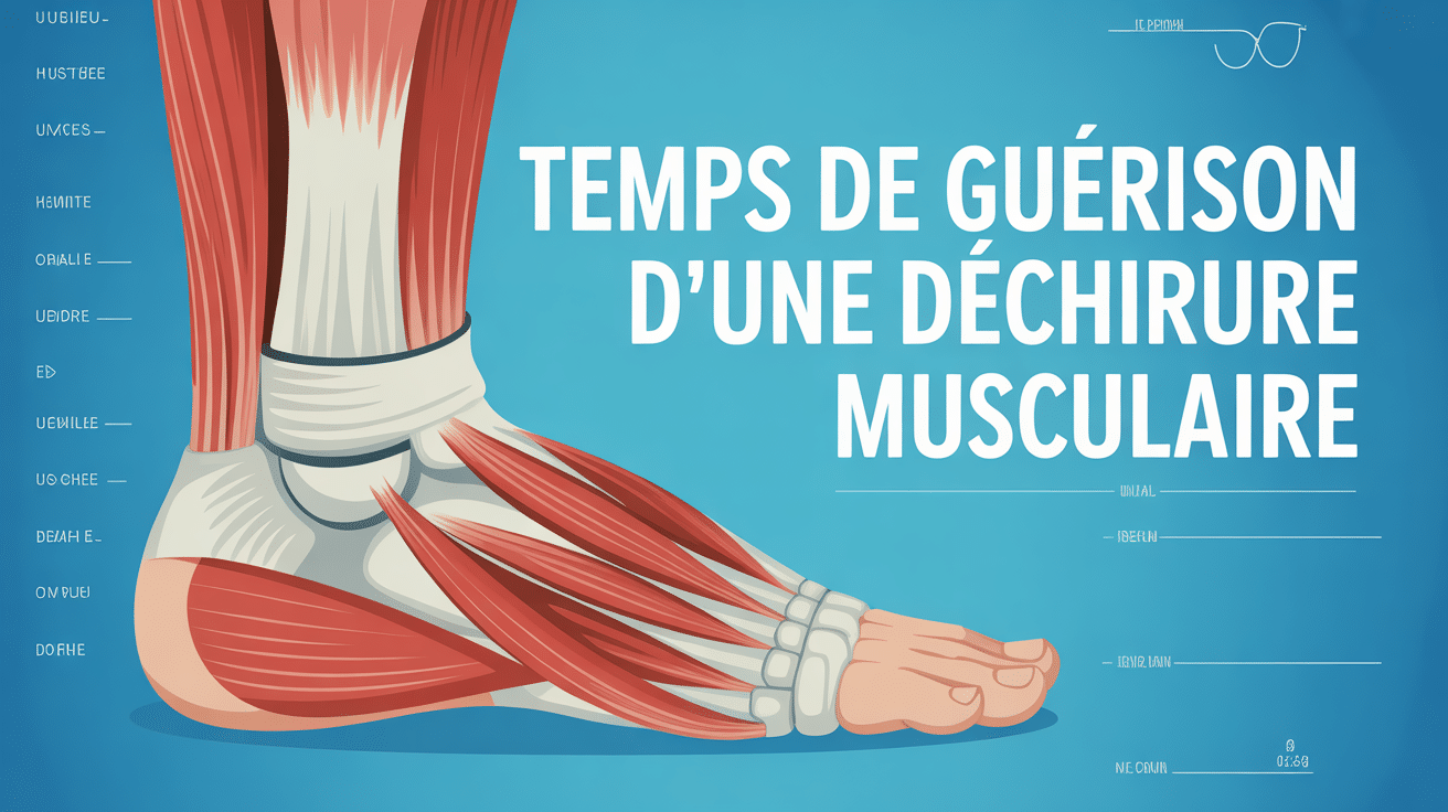 Illustration médicale de déchirure musculaire et temps de guérison