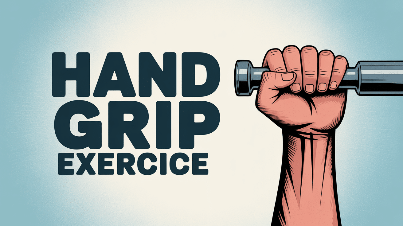 Main tenant un hand grip exercice sur fond bleu