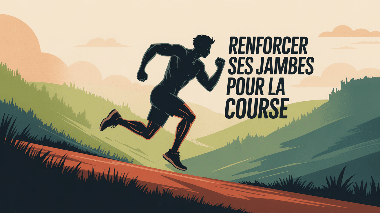 Plus de force dans les jambes quand je cours silhouette coureur musclé sur sentier
