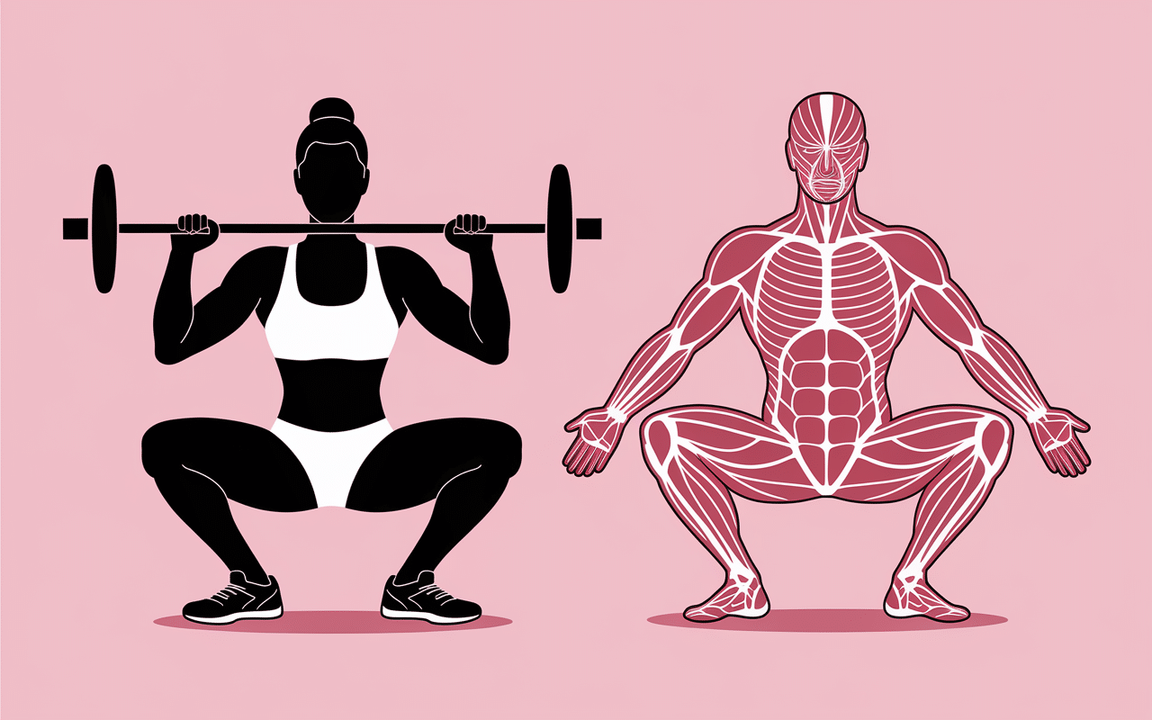 Diagramme muscles squats and front squats