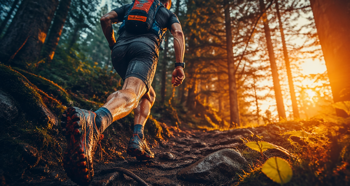 Running trail chaussures sur sentier forestier