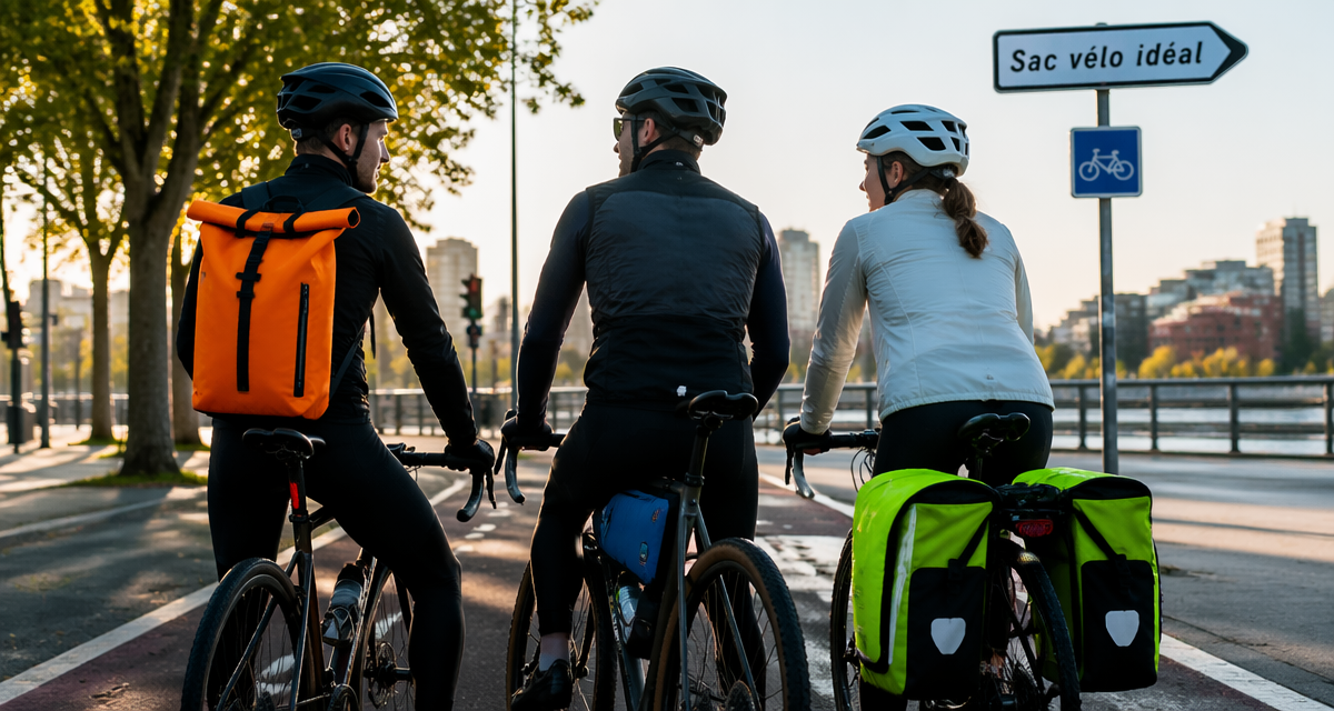 cyclistes urbains avec sac velo différents