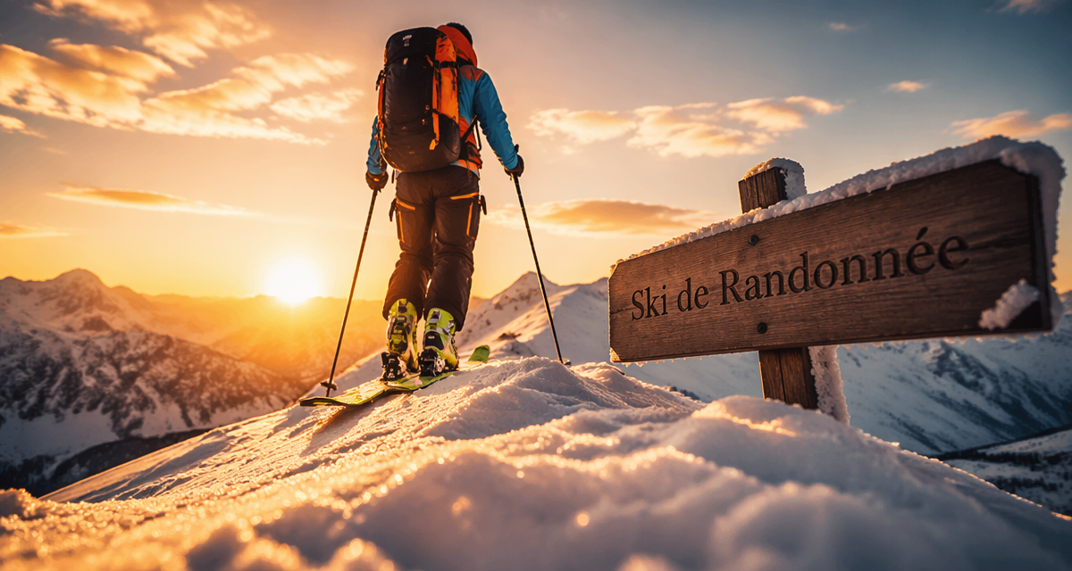 ski de randonnée sur une crête enneigée