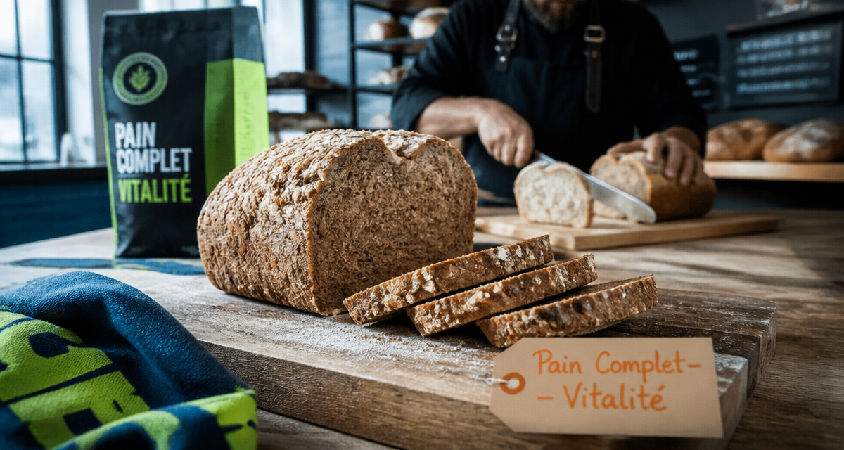 Pain complet bienfait, tranches et grains entiers