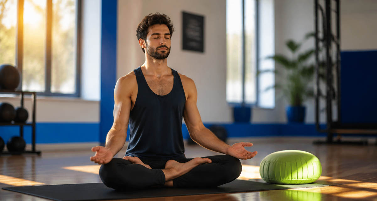 position lotus sur tapis yoga salle lumineuse