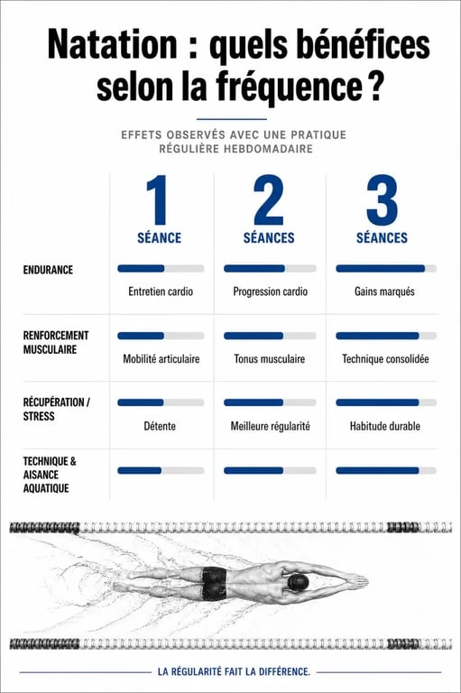 Tableau comparatif des résultats de la natation selon la fréquence hebdomadaire pour la tonification et la perte de poids