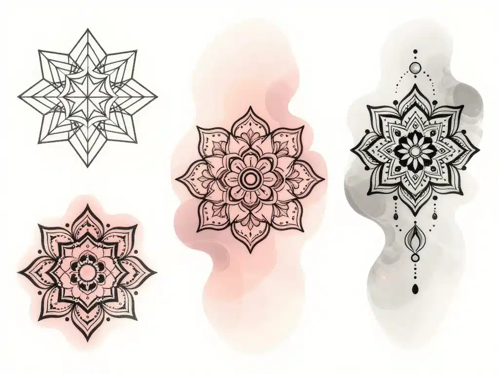 exemples mandala tatouage styles géométrique floral ornemental