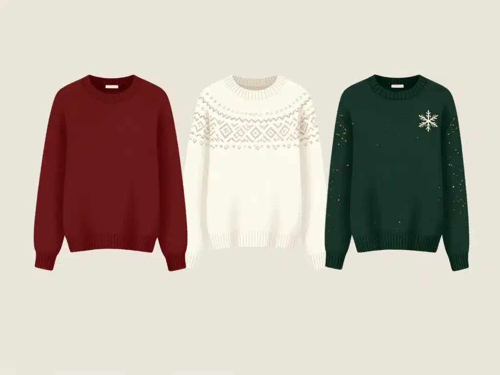 sweaters femme chic minimalistes avec motifs de noël