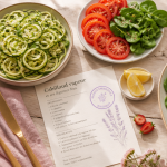 assiettes aliments faibles en calories sur table
