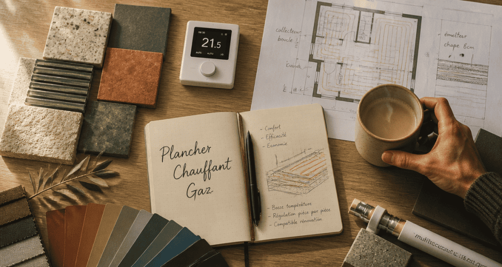 chauffage par le sol gaz échantillons plans thermostat