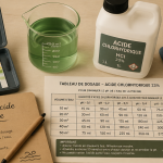 Dosage acide chlorhydrique piscine eau verte, matériel et test pH